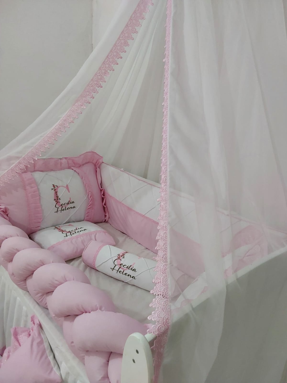 Kit de berço Rosa bb Personalizado - Imagem 3